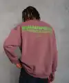 Erkek Bisiklet Yaka Baskılı 3 iplik pamuklu Sweatshirt - Gül Kurusu
