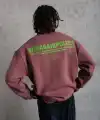 Erkek Bisiklet Yaka Baskılı 3 iplik pamuklu Sweatshirt - Gül Kurusu
