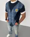 ERKEK Bisiklet Yaka Baskılı Kısa kol Oversize T-Shirt - Siyah