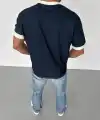 ERKEK Bisiklet Yaka Baskılı Kısa kol Oversize T-Shirt - Siyah