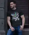 ERKEK Bisiklet Yaka Baskılı Kısa kol T-Shirt - Siyah