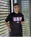ERKEK Bisiklet Yaka Baskılı Oversize Kısa kol T-Shirt - Siyah