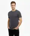 Erkek Bisiklet Yaka Slim Fit dar kesim Likralı Tişört - Füme