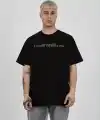 ERKEK Bisiklet Yaka Tişort Baskılı Oversize kısa kol T-Shirt - Siyah