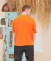 Erkek Bisiklet Yaka Tişört Nakış İşlemeli Kısa Kol Oversize T-Shirt - Turuncu