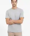 Erkek Bisiklet Yaka Yazlık Kısa kol Düz Tişört Regular Kalıp T-shirt - Gri