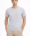 Erkek Bisiklet Yaka Yazlık Kısa kol Düz Tişört Regular Kalıp T-shirt - Gri