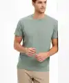 Erkek Bisiklet Yaka Yazlık Kısa kol Düz Tişört Regular Kalıp T-shirt - Mint Yeşili