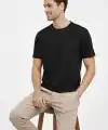 Erkek Bisiklet Yaka Yazlık Kısa kol Düz Tişört Regular Kalıp T-shirt - Siyah