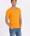 Erkek Body T-shirt V Yaka Slim Fit Likralı Kısa kol Tişört - Sarı