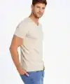 Erkek Body T-shirt V Yaka Slim Fit Likralı Kısa kol Tişört - Taş