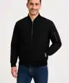 Erkek Bomber Mont Ceket – Fermuarlı, Kapitone İçi Astarlı, Su İtici Kumaş, Regular Fit, Uzun Kollu, Yandan Cepli, Bahar & Kış Rahat Günlük Stil - Siyah