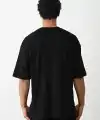 Erkek Boxy Eldiven Baskılı T-Shirt Kısa Kol Bisiklet Yaka Tişört - Siyah