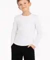 Erkek Çocuk Basic Uzun Kollu Tişört Okul Günlük Rahat T-Shirt - Beyaz