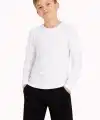 Erkek Çocuk Basic Uzun Kollu Tişört Okul Günlük Rahat T-Shirt - Beyaz