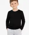 Erkek Çocuk Basic Uzun Kollu Tişört Okul Günlük Rahat T-Shirt - Siyah