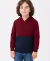 Erkek Çocuk Kapüşonlu Kanguru Cepli Parçalı SweatShirt - Renkli
