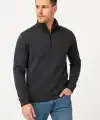 Erkek Dik Yaka Yarım Fermuarlı 3 İplik Pamuklu Sweatshirt -  Antrasit