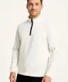 Erkek Dik Yaka Yarım Fermuarlı 3 İplik Pamuklu Sweatshirt - Beyaz