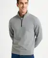 Erkek Dik Yaka Yarım Fermuarlı 3 İplik Pamuklu Sweatshirt - Gri