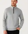 Erkek Dik Yaka Yarım Fermuarlı 3 İplik Pamuklu Sweatshirt - Gri