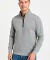 Erkek Dik Yaka Yarım Fermuarlı 3 İplik Pamuklu Sweatshirt - Gri