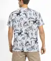 Erkek Dinozor Dijıtal ön ve arka Baskılı Tişört Bisiklet Yaka T-Shirt - Beyaz