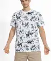Erkek Dinozor Dijıtal ön ve arka Baskılı Tişört Bisiklet Yaka T-Shirt - Beyaz