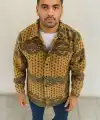 Erkek Düğmeli Gömlek Polar Sweatshirt Yumuşak Dokulu Oversize Kalıp -Sarı