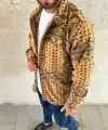 Erkek Düğmeli Gömlek Polar Sweatshirt Yumuşak Dokulu Oversize Kalıp -Sarı