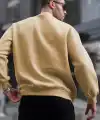 Erkek Düz Bisiklet Yaka 3 iplik pamuklu Sweatshirt - Bej