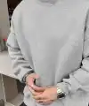 Erkek Düz Bisiklet Yaka 3 iplik pamuklu sweatshirt - Gri