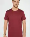 Erkek Düz Bisiklet Yaka Tişört Kısa Kol Yazlık T-Shirt -  Bordo