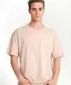 Erkek Düz Penye Tişört Bisiklet Yaka Kısa Kol Regular Fit T-Shirt - Bej