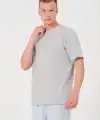 Erkek Düz Penye Tişört Bisiklet Yaka Kısa Kol Regular Fit T-Shirt - Gri