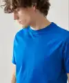Erkek Düz Penye Tişört Bisiklet Yaka Kısa Kol Regular Fit T-Shirt - Mavi
