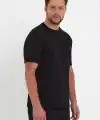 Erkek Düz Penye Tişört Bisiklet Yaka Kısa Kol Regular Fit T-Shirt - Siyah