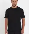 Erkek Düz Penye Tişört Bisiklet Yaka Kısa Kol Regular Fit T-Shirt - Siyah