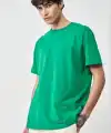 Erkek Düz Penye Tişört Bisiklet Yaka Kısa Kol Regular Fit T-Shirt - Yeşil