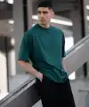 Erkek Düz T-Shirt Kısa Kol Bisiklet Yaka Regular Fit Rahat Kalıp Günlük Tişört - Haki