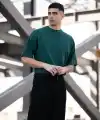 Erkek Düz T-Shirt Kısa Kol Bisiklet Yaka Regular Fit Rahat Kalıp Günlük Tişört - Haki