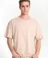 ERKEK Düz Tişört Bisikilet Yaka Kısa Kol Oversize T-shirt - Bej