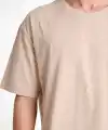 ERKEK Düz Tişört Bisikilet Yaka Kısa Kol Oversize T-shirt - Bej
