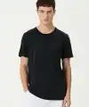 ERKEK Düz Tişört Bisiklet Yaka Regular Fit Yazlık Kısa kol T-Shirt - Siyah