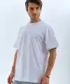 Erkek Düz Yazlık Kısa Kol Tişört Bisiklet Yaka Oversize T-Shirt - Beyaz