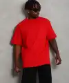 Erkek Düz Yazlık Kısa Kol Tişört Bisiklet Yaka Oversize T-Shirt - Kırmızı