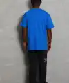 Erkek Düz Yazlık Kısa Kol Tişört Bisiklet Yaka Oversize T-Shirt - Mavi