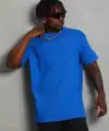 Erkek Düz Yazlık Kısa Kol Tişört Bisiklet Yaka Oversize T-Shirt - Mavi