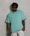 Erkek Düz Yazlık Kısa Kol Tişört Bisiklet Yaka Oversize T-Shirt - Mint Yeşili