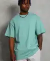 Erkek Düz Yazlık Kısa Kol Tişört Bisiklet Yaka Oversize T-Shirt - Mint Yeşili